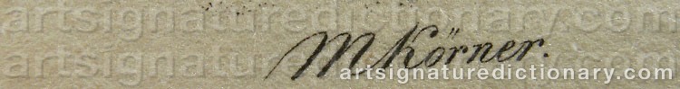Authentic signature by Magnus Peter ‘M. Körner’ KÖRNER on artwork