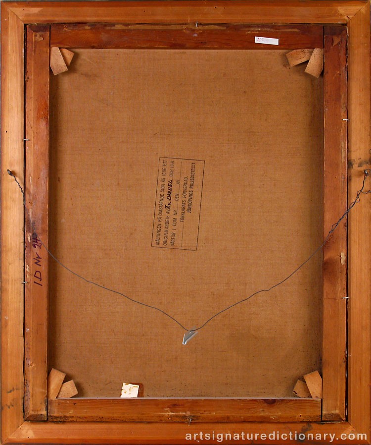 Close-up details showing Fritz Von DARDEL signature forgery characteristics