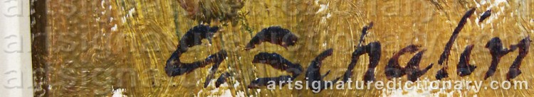 Authentic signature by Greta SCHALIN on  artwork