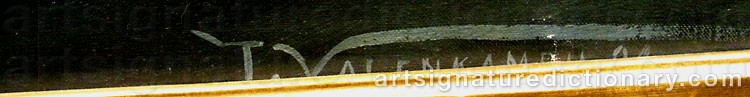 Authentic signature by Theodor Victor Carl VALENKAMPH on  artwork