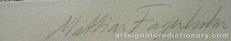 Authentic signature by Mattias FAGERHOLM on  artwork