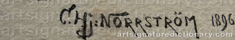 Authentic signature by Carl Hjalmar NORRSTRÖM on  artwork