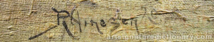 Authentic signature by Reinhard ARNESEN on  artwork