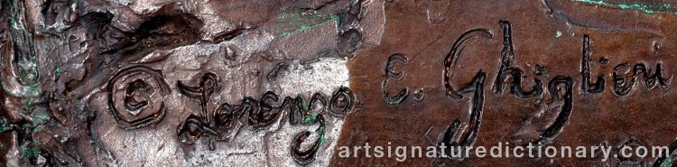 Authentic signature by Lorenzo E. GHIGLIERI on Sculpture artwork