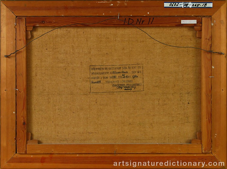 Close-up details showing Nils Nilsson (Sami Artist) SKUM signature forgery characteristics