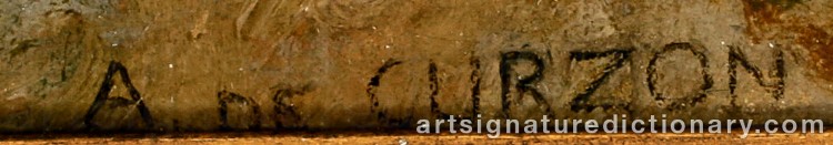 Authentic signature by Alfred De CURZON on  artwork