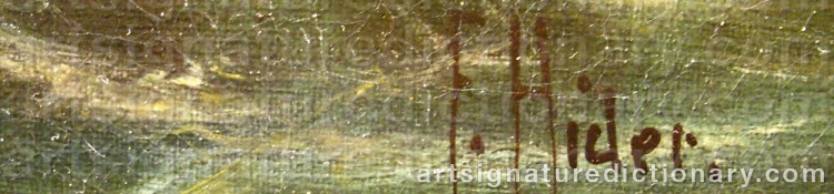 Authentic signature by Frank HIDER on artwork