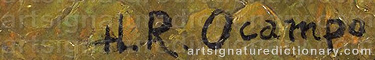 Authentic signature by Hernando Ruiz OCAMPO on  artwork