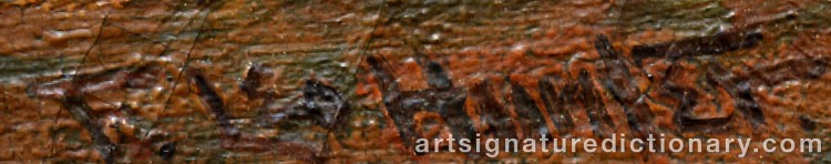 Authentic signature by Frederick Leo HUNTER on  artwork