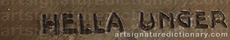 Authentic signature by Hella UNGER on artwork