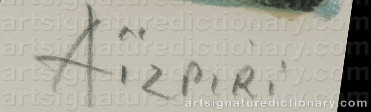 Authentic signature by Paul Augustin AIZPIRI on Drawing/Graphic/Print artwork