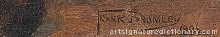Authentic signature by Frank BRAMLEY on  artwork