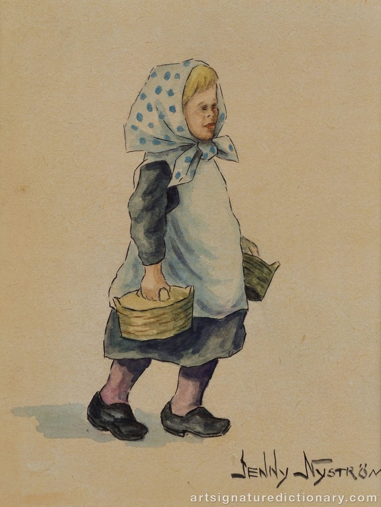 Close-up details showing Jenny NYSTRÖM signature forgery characteristics