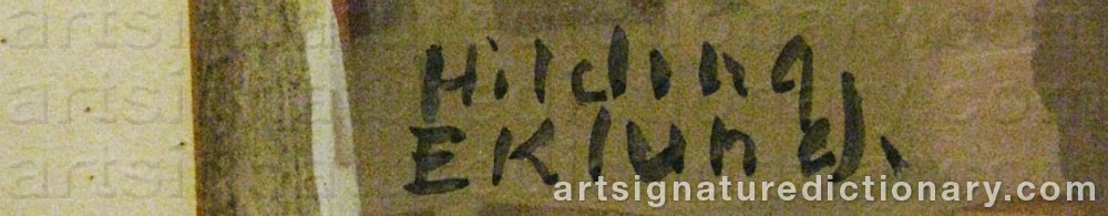 Authentic signature by Hilding EKLUND on  artwork