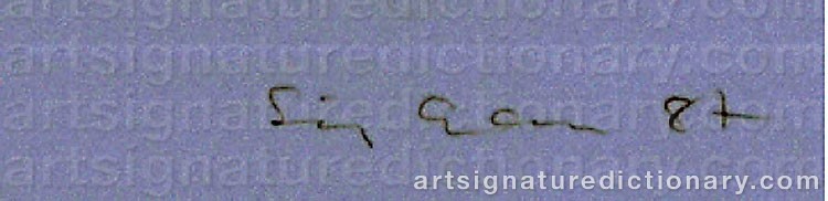 Authentic signature by Sigurdur GUDMUNDSSON on  artwork