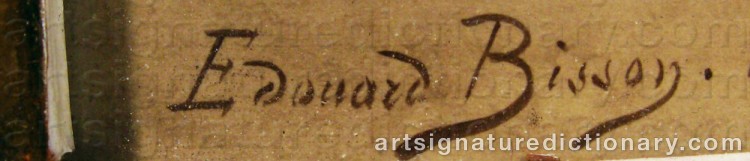 Authentic signature by Edouard BISSON on Drawing/Graphic/Print artwork