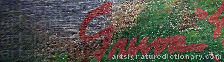 Authentic signature by Knut GRUVA on  artwork