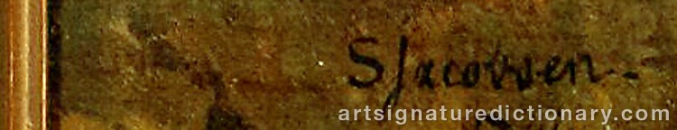 Authentic signature by Sophus JACOBSEN on artwork