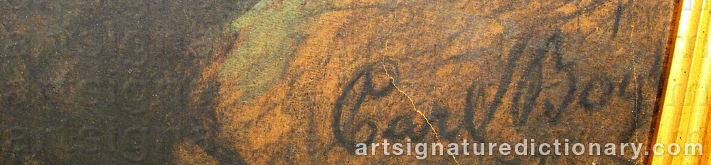 Authentic signature by Carl Henrik BÖGH on  artwork