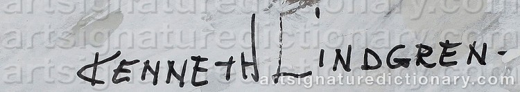 Authentic signature by Kenneth LINDGREN on  artwork
