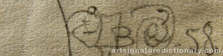 Authentic signature by Inga BAGGE on artwork