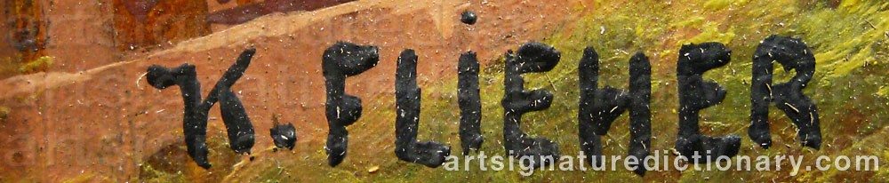 Authentic signature by Karl FLIEHER on artwork