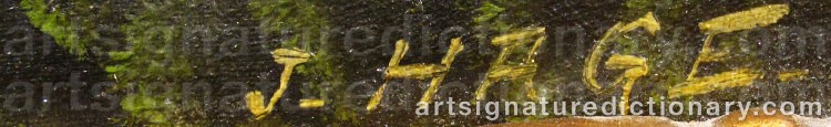 Authentic signature by J. HAGE on  artwork