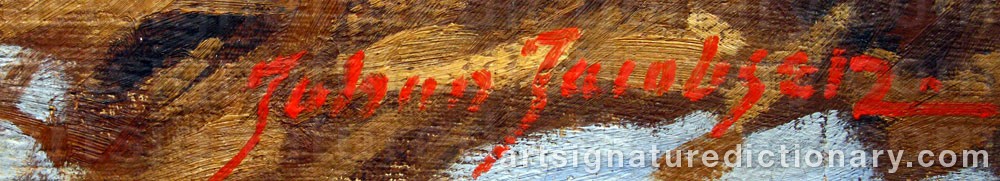 Authentic signature by Johan JACOBSEN on  artwork