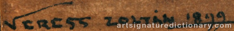 Authentic signature by Veress ZOLTAN on  artwork