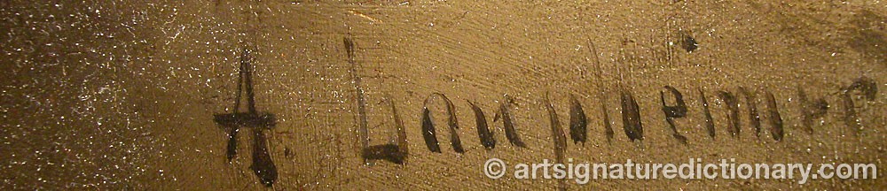 Authentic signature by Anton LAUPHEIMER on  artwork