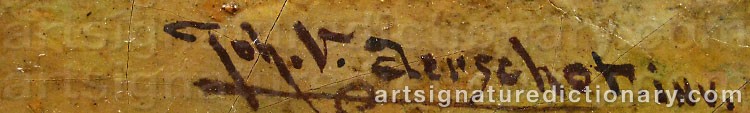 Authentic signature by Johan Van AERSCHOT on  artwork