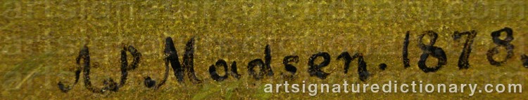 Authentic signature by Andreas Peter MADSEN on  artwork