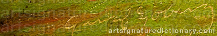 Authentic signature by Gustaf SJÖBERG on  artwork