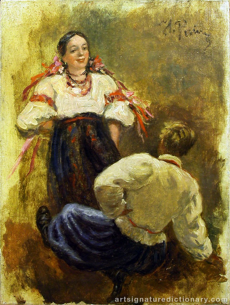 Close-up details showing Ilya Efimovich REPIN signature forgery characteristics