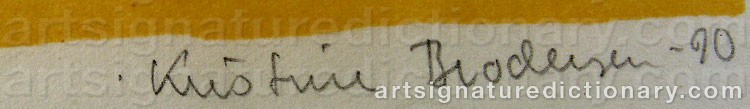 Authentic signature by Kristine BRODERSEN on  artwork