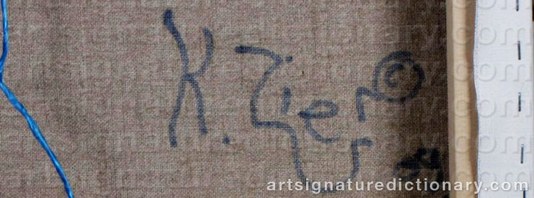 Authentic signature by Ken ZIER on artwork