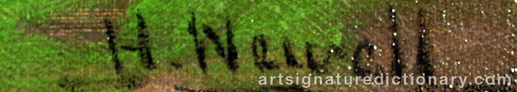 Authentic signature by Hugh NEWELL on  artwork