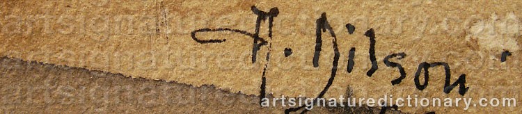 Authentic signature by Alfred NILSON on artwork