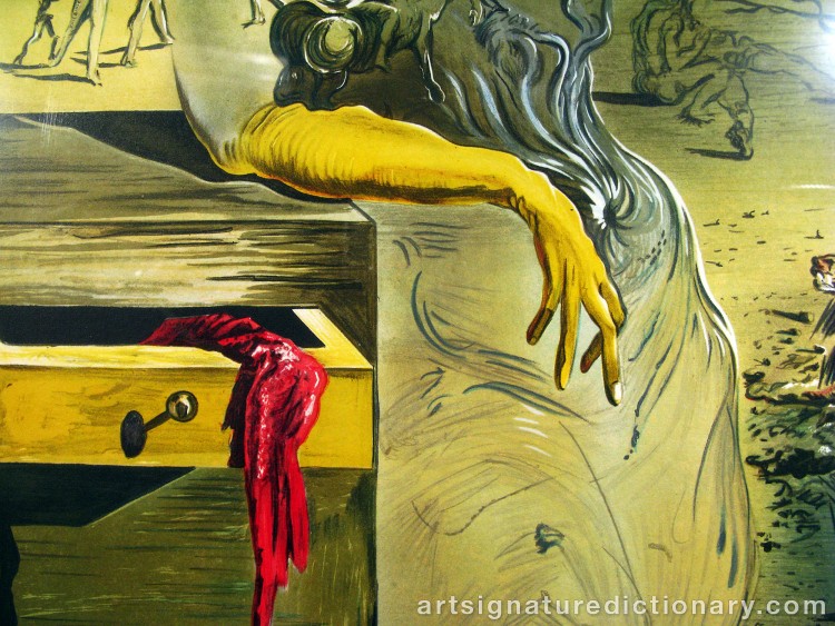Close-up details showing Salvador DALI signature forgery characteristics
