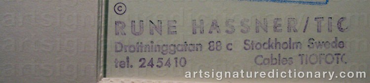 Authentic signature by Rune HASSNER on Other artwork