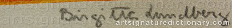 Authentic signature by Birgitta LUNDBERG-SÖDERSTRÖM on  artwork