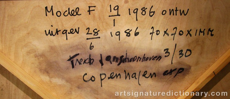 Close-up details showing Jan SCHOONHOVEN signature forgery characteristics
