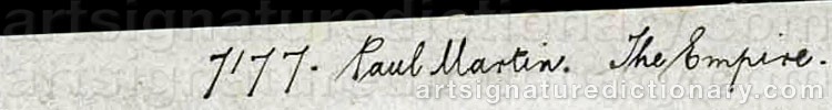 Authentic signature by Paul MARTIN on  artwork