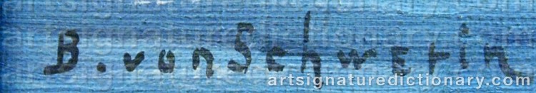 Authentic signature by B. Von SCHWERIN on  artwork