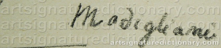 Authentic signature by Amedeo MODIGLIANI on Drawing/Graphic/Print artwork