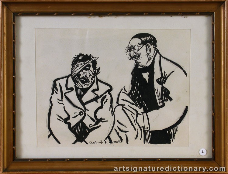 Close-up details showing Albert ENGSTRÖM signature forgery characteristics