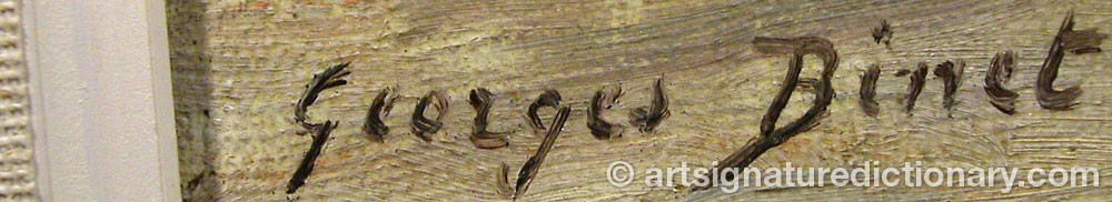 Authentic signature by Georges BINET on  artwork