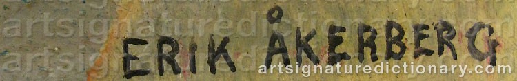 Authentic signature by Erik ÅKERBERG on  artwork