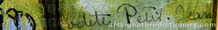 Authentic signature by Odette PETIT-JEAN on artwork