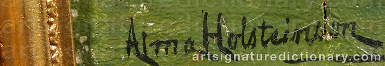 Authentic signature by Alma HOLSTEINSON on  artwork